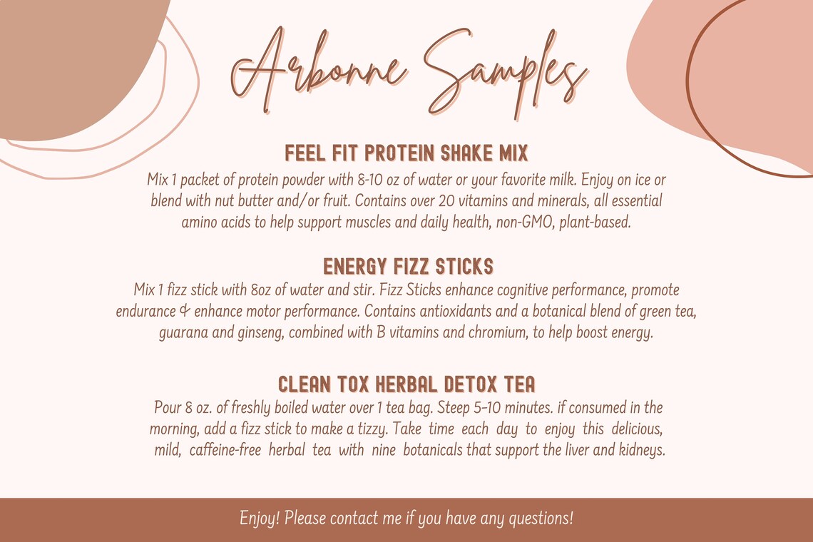 Arbonne Sample Card Digital Download ONLY Download | Etsy