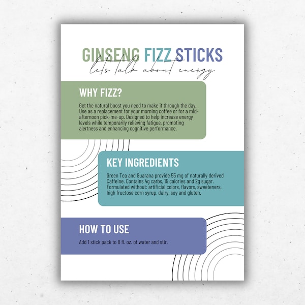 Arbonne Fizz Stick Sample Card | 5x7 inch Digital file | Digital Download ONLY