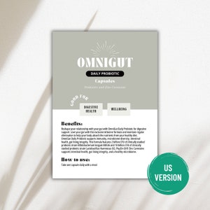 NIEUWE dagelijkse probiotische proefkaart Arbonne Omnigut | Digitaal bestand van 5 x 7 inch | ALLEEN digitale download