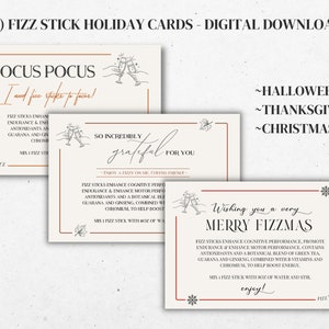Set van 3 Arbonne-vakantiekaarten | Halloween, Thanksgiving, Kerstmis | Arbonne-voorbeeldkaart | Fizz Stick | ALLEEN digitale download