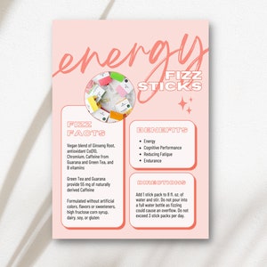 Voorbeeldkaart Arbonne Energy Fizz | Digitaal bestand van 5 x 7 inch, perzik en wit | ALLEEN digitale download | Downloaden en afdrukken 