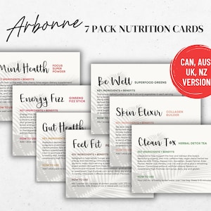 Bundel Arbonne Nutrition-voorbeeldkaarten (7) | Can, VK, Australië, NZ | ALLEEN digitale download