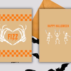 Carte d'Halloween Arbonne | Coeur squelette Mains pétillant et squelettes dansants | Stick pétillant | Téléchargement numérique UNIQUEMENT