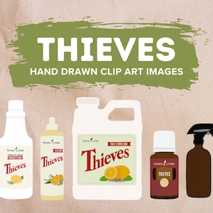 Dieven-clipart | Young Living-clipart | Handgetekende illustraties - 5 afbeeldingen | Alleen digitale download