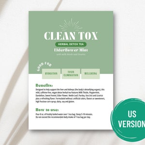 Proefkaart Arbonne CleanTox kruidendetoxthee | Digitaal bestand van 5 x 7 inch | ALLEEN digitale download | Downloaden en afdrukken 