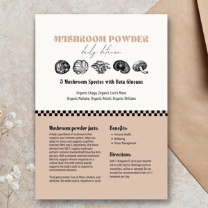 Voorbeeldkaart Arbonne-paddenstoelenpoeder | Digitaal bestand van 5 x 7 inch | ALLEEN digitale download