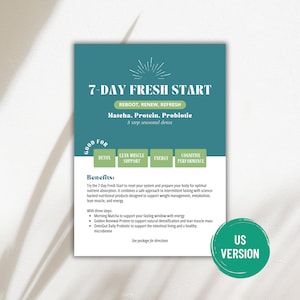 NIEUWE voorbeeldkaart voor 7 dagen Arbonne | Digitaal bestand van 5 x 7 inch | ALLEEN digitale download