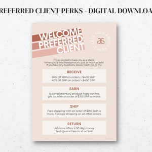 Arbonne Preferred Client Welcome Card | 5"x7" | Digital Download ONLY | Download + Print