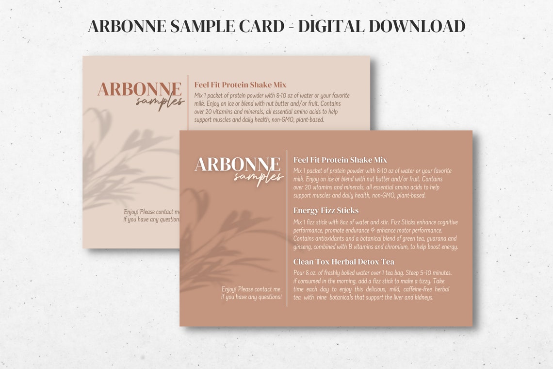 Arbonne | Sample Card | Digital Download ONLY | Download + Print ...