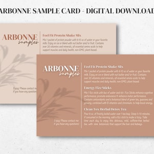 Arbonne | Voorbeeldkaart | ALLEEN digitale download | Downloaden en afdrukken (eiwitten, bruissticks, detoxthee)