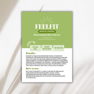 Voorbeeldkaart voor eetlustbeheersing Arbonne | Digitaal bestand van 5 x 7 inch | Amerikaanse versie | ALLEEN digitale download