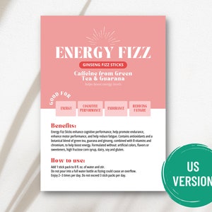 Voorbeeldkaart Arbonne Energy Fizz | Digitaal bestand van 5 x 7 inch | ALLEEN digitale download | Downloaden en afdrukken 