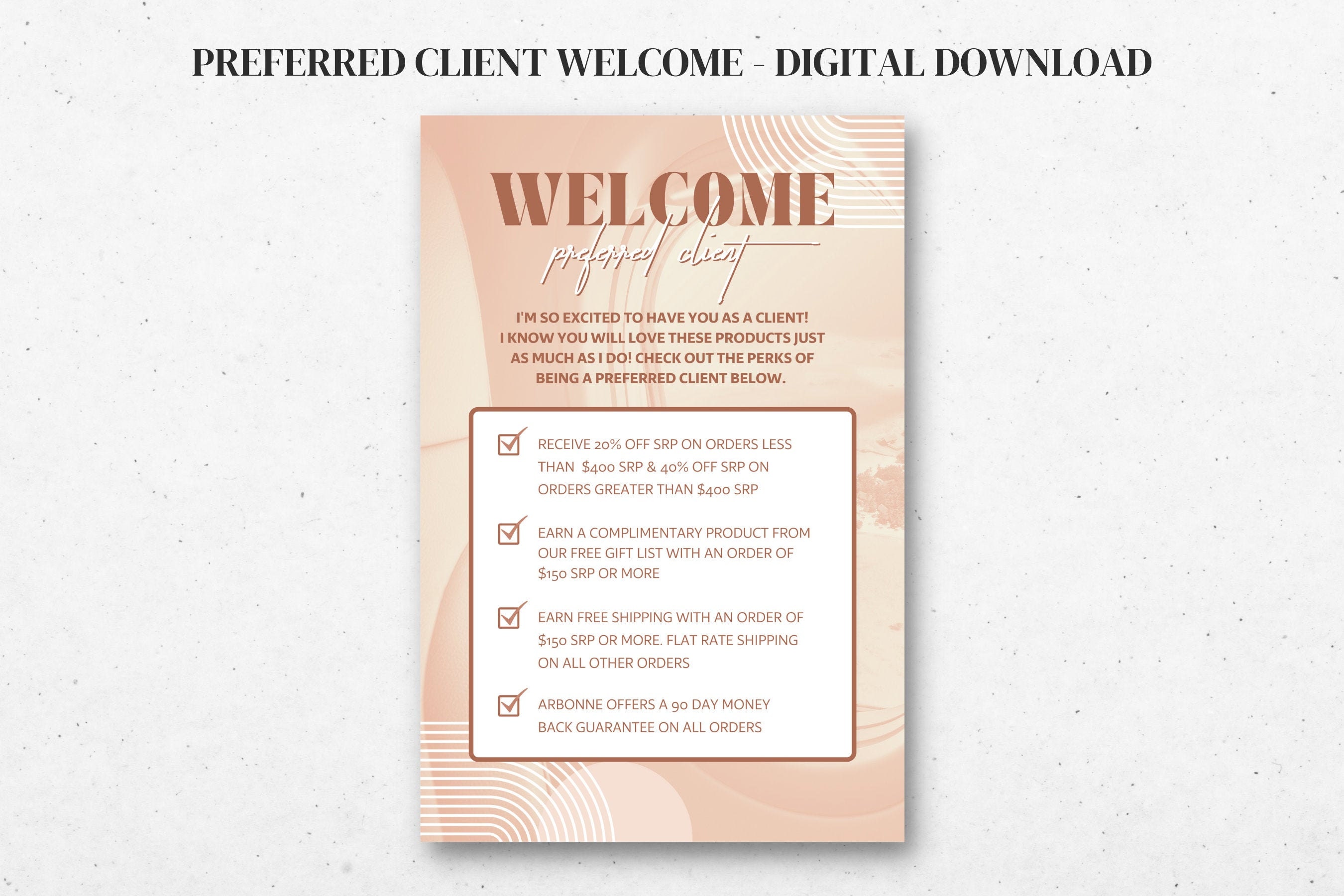 Arbonne Preferred Client Card 4 X 6 Etsy