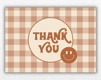 Thank You Card | Groovy Thank You Smiley Face | Blank Back Side | 5x7 inch | Digital Download Only