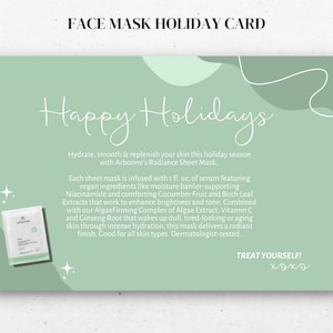 Kerstkaart gezichtsmasker Arbonne | ALLEEN digitale download | Downloaden en afdrukken