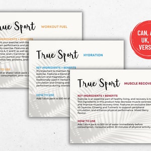 Arbonne TrueSport-voorbeeldkaarten (set van 3) | Can, VK, Australië, NZ | ALLEEN digitale download