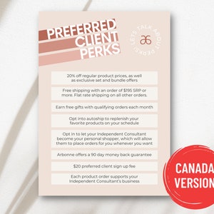 Arbonne Preferred Client Perks | 5"x7" | Canada Version | Digital Download ONLY | Download + Print