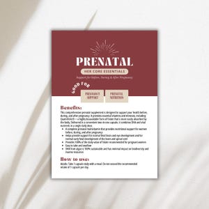 Her Core Essentials Prenatal Card | Arbonne Women's Health Card | Instant Digital Download