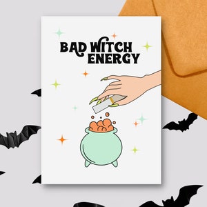 Halloween-kaart Arbonne | Slechte Heksenenergie | Arbonne-voorbeeldkaart | Fizz Stick | ALLEEN digitale download