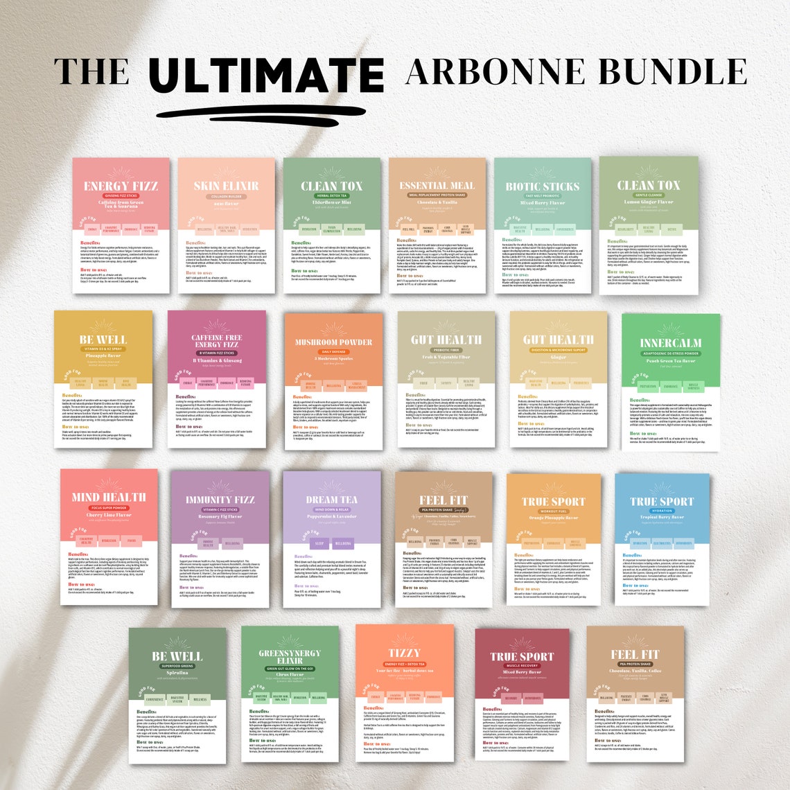 Arbonne Nutrition Sample Cards the ULTIMATE Bundle 27 Card Bundle US ...