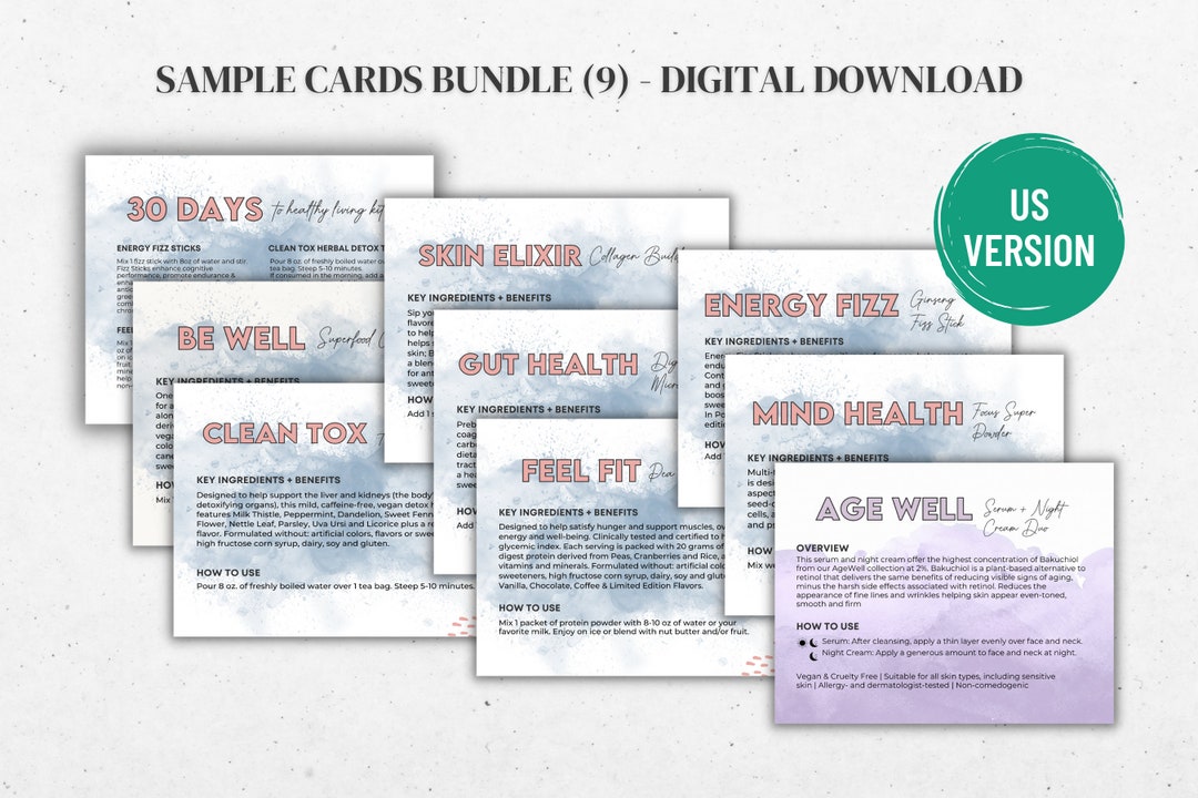 Arbonne Sample Cards (9) | Digital File 5.5x4.25 Inches | Digital ...