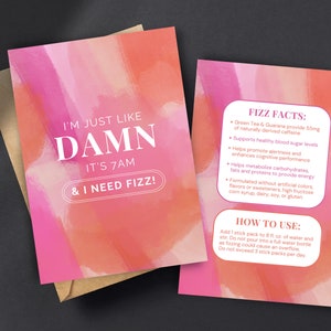 Carte Fizz inspirée de Taylor Swift Arbonne | Merde, il est 7h du matin | 5 x 7 po. Rose, recto et verso | Version américaine | Téléchargement numérique uniquement