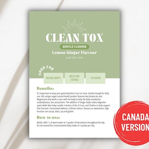Arbonne CleanTox Cleanse-monsterkaart - CANADA-versie | Digitaal bestand van 5 x 7 inch | ALLEEN digitale download | Downloaden en afdrukken 