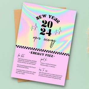 Voorbeeldkaart Arbonne Fizz Stick nieuwjaarskaart | 5 x 7 inch | ALLEEN digitale download | Downloaden en afdrukken