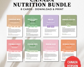 Ensemble nutritionnel Arbonne Canada - Ensemble de 8 cartes - Version CANADA | Fichiers numériques de 5 x 7 pouces | Téléchargement numérique UNIQUEMENT