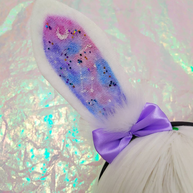 Light pastel glaxy rabbit ears kawaii fashion cosplay costume alternative grunge harajuku Neko kitten fairy kei cute pastel goth