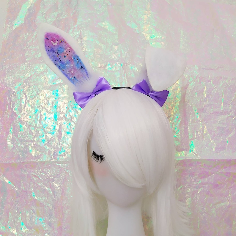 Light pastel glaxy rabbit ears kawaii fashion cosplay costume alternative grunge harajuku Neko kitten fairy kei cute pastel goth