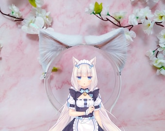 White Vanilla cosplay ears from Nekopara costume head piece cat ears neko kemonomimi