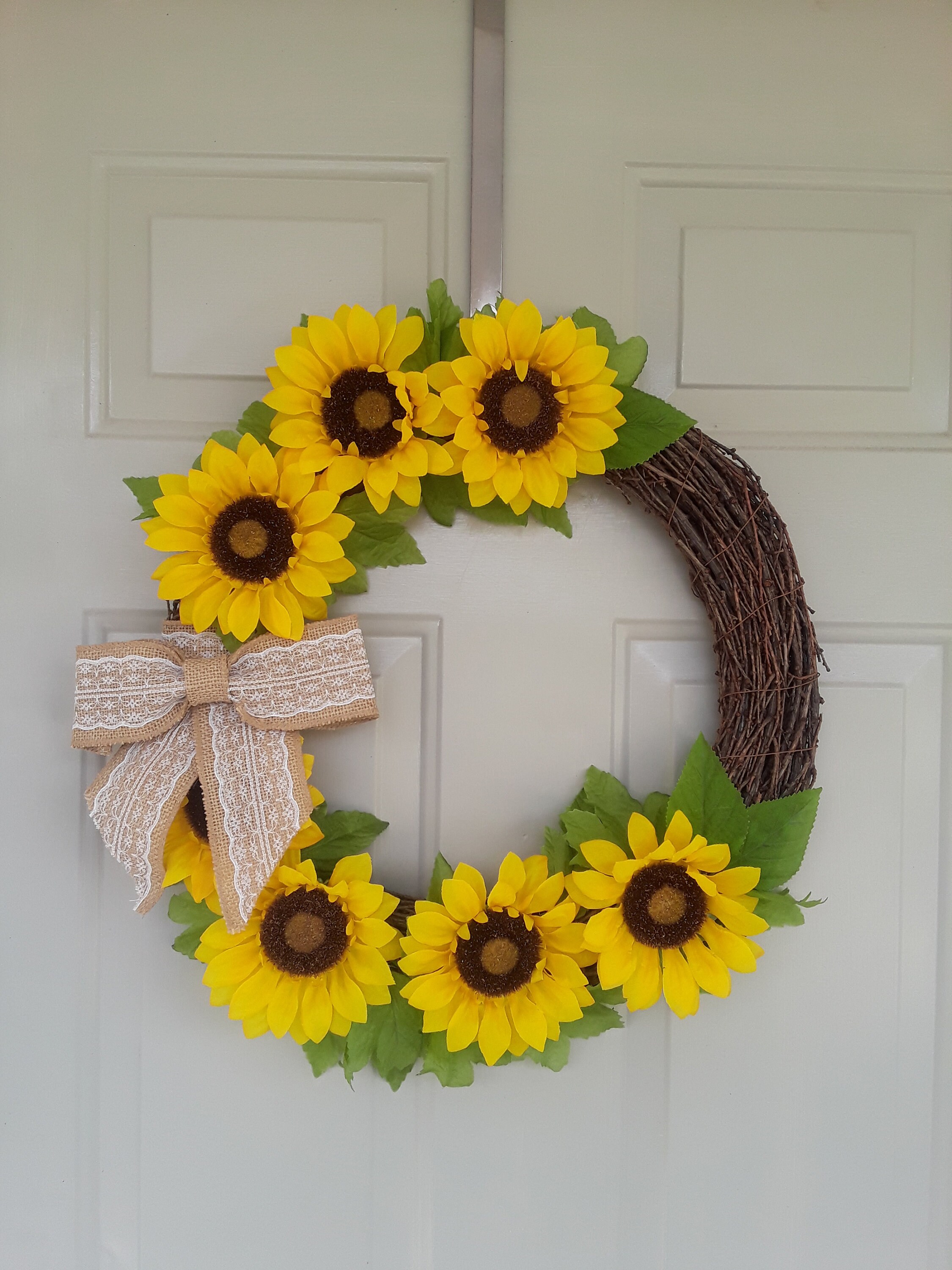Year Round Floral Wreath Small Sunflower Wreath for Front Door Mini Floral Wreath Sunflower Wreath with Bow