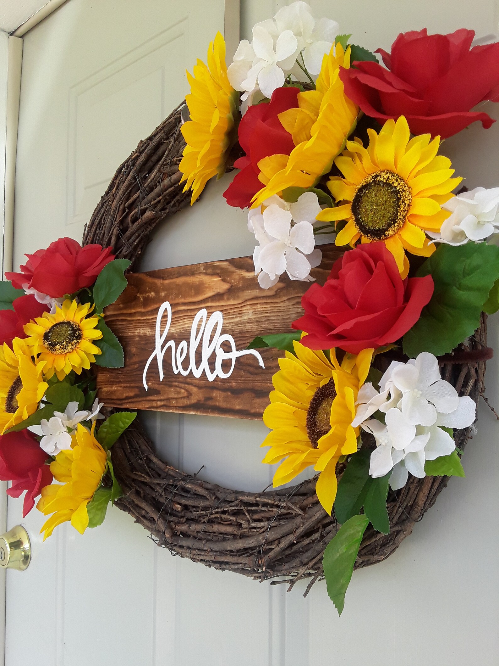 Sunflower and Rose Wreath Wreath with Sign Etsy