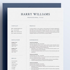 Plantilla de currículum profesional para páginas de Microsoft Word y Mac con carta de presentación / currículum ejecutivo moderno / plantilla de CV / currículum minimalista