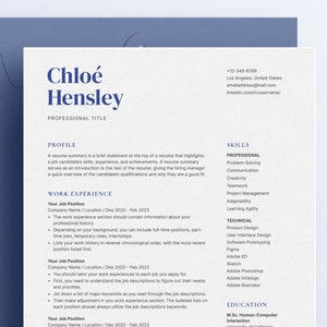 Plantilla de CV profesional para Microsoft Word con carta de presentación / Descarga instantánea / Plantilla de CV para Word / CV moderno y limpio / Plantilla de CV