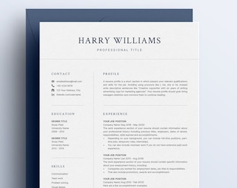 Modello di curriculum professionale per Microsoft Word e Mac Pages con lettera di presentazione / Curriculum vitae moderno / Modello di CV / Curriculum vitae minimalista