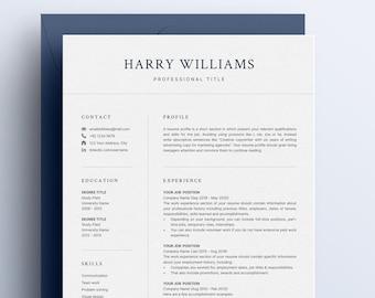 Professional Resume Template for Microsoft Word & Mac Pages with Cover Letter | Modern Executive Resume | CV Template | Minimalist Resume