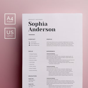 Plantilla de currículum profesional Microsoft Word con carta de presentación / Plantilla de CV Profesional / Plantilla de CV Reino Unido / Plantilla de CV moderna