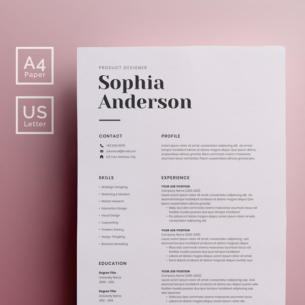 Professional Resume Template Microsoft Word with Cover Letter | CV Template Professional | CV Template UK | Resume Template Modern