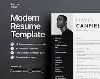 Professional Resume Template with Cover Letter (Microsoft Word, Mac Pages) (Digital Download)