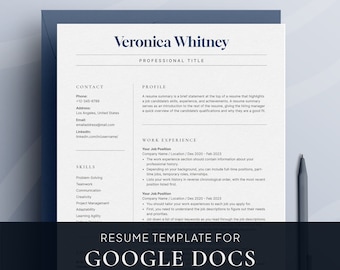 Modern Resume Template for Google Docs with Cover Letter | CV Template UK | Resume Template Word | RN Resume Template | Simple Resume