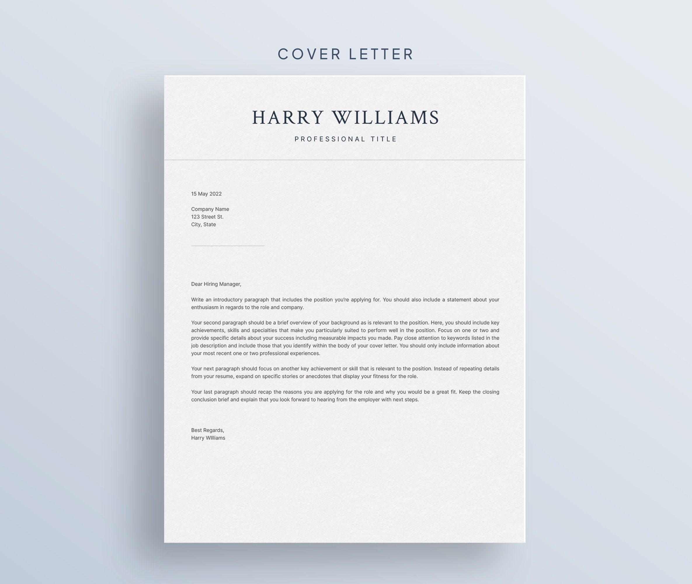 Professional Resume Template for Microsoft Word & Mac Pages With Cover ...