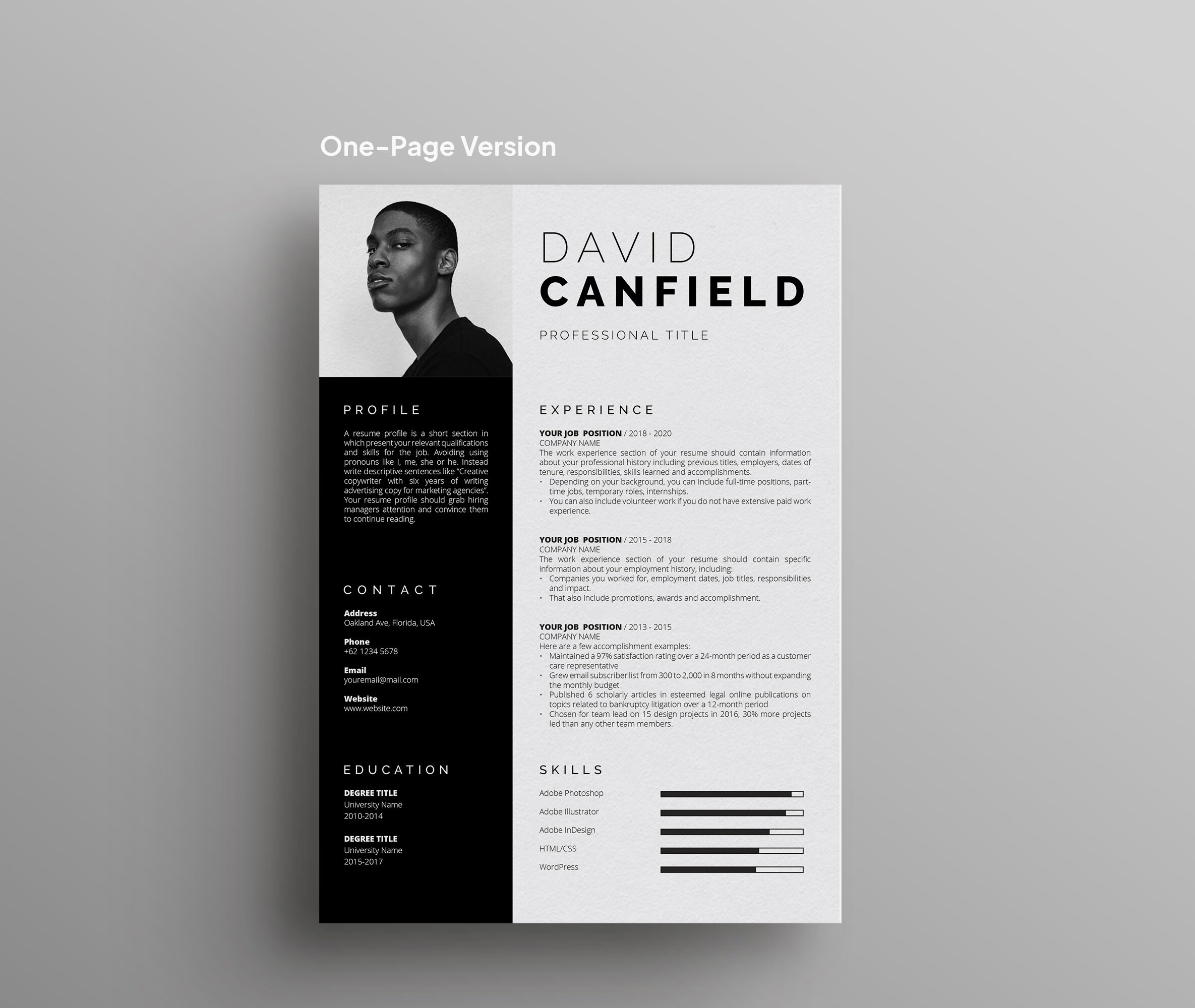 Professional Resume Template for Microsoft Word With Cover - Etsy