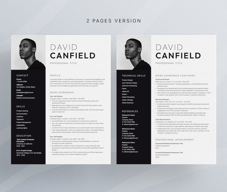 Professional Resume Template for Microsoft Word with Cover Letter | Resume Template with Photo | Executive Resume Template | CV Template image 3