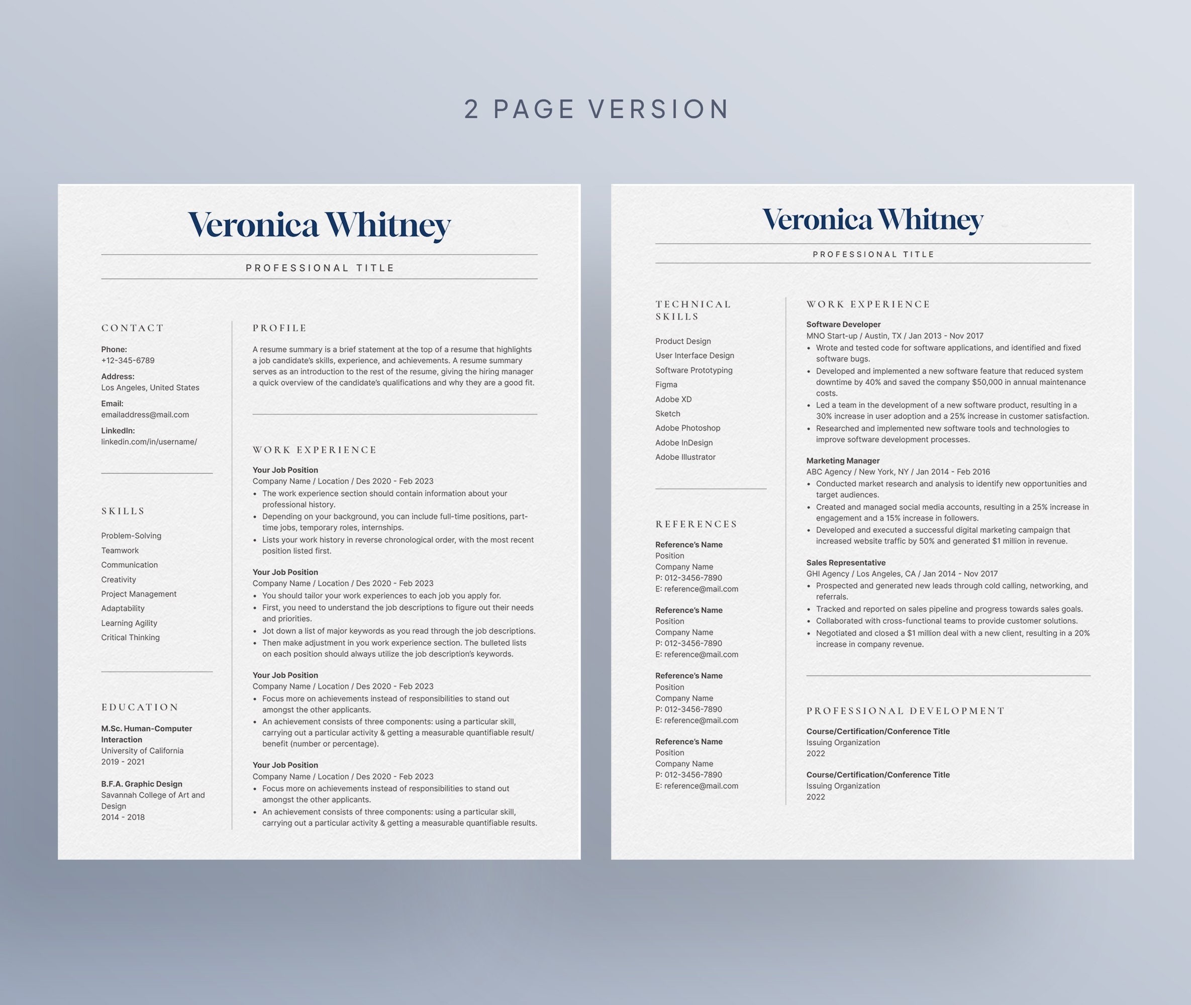 Modern Resume Template for Google Docs With Cover Letter | CV Template ...