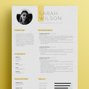 Plantilla de currículum profesional para Microsoft Word con carta de presentación / Plantilla de currículum con foto / Plantilla de currículum creativo / Plantilla de CV