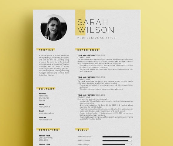 Professional Resume Template for Microsoft Word with Cover Letter | Resume Template with Photo | Creative Resume Template | CV Template