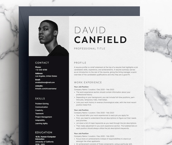 Resume Template for Microsoft Word and Mac Pages with Cover Letter | Resume Template with Photo | Executive Resume Template | CV Template