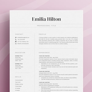 Professional Resume Template for Microsoft Word & Mac Pages with Cover Letter | Modern Resume Template | CV Template | Minimalist Resume
